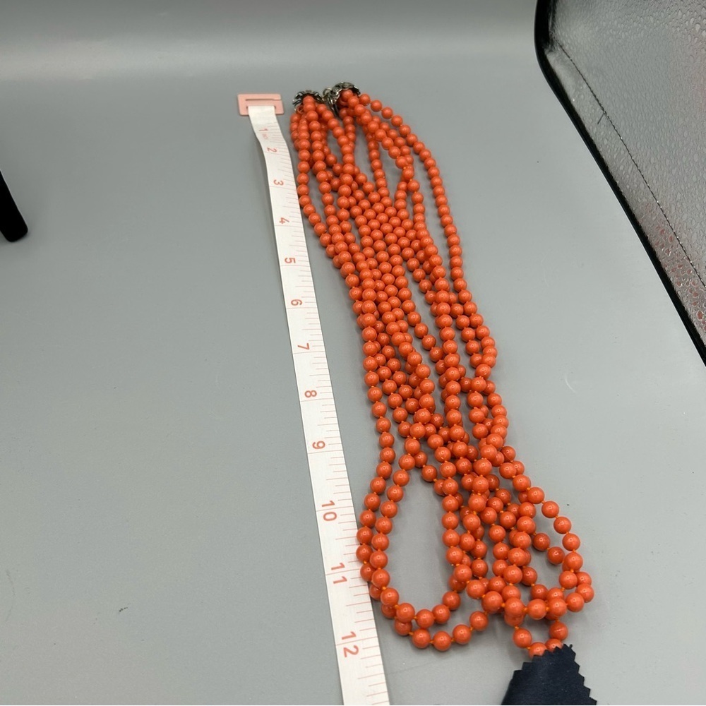 Vintage Orange Multi Strand Bead Necklace Statement Jewelry Magnetic Tested - Picture 11 of 11